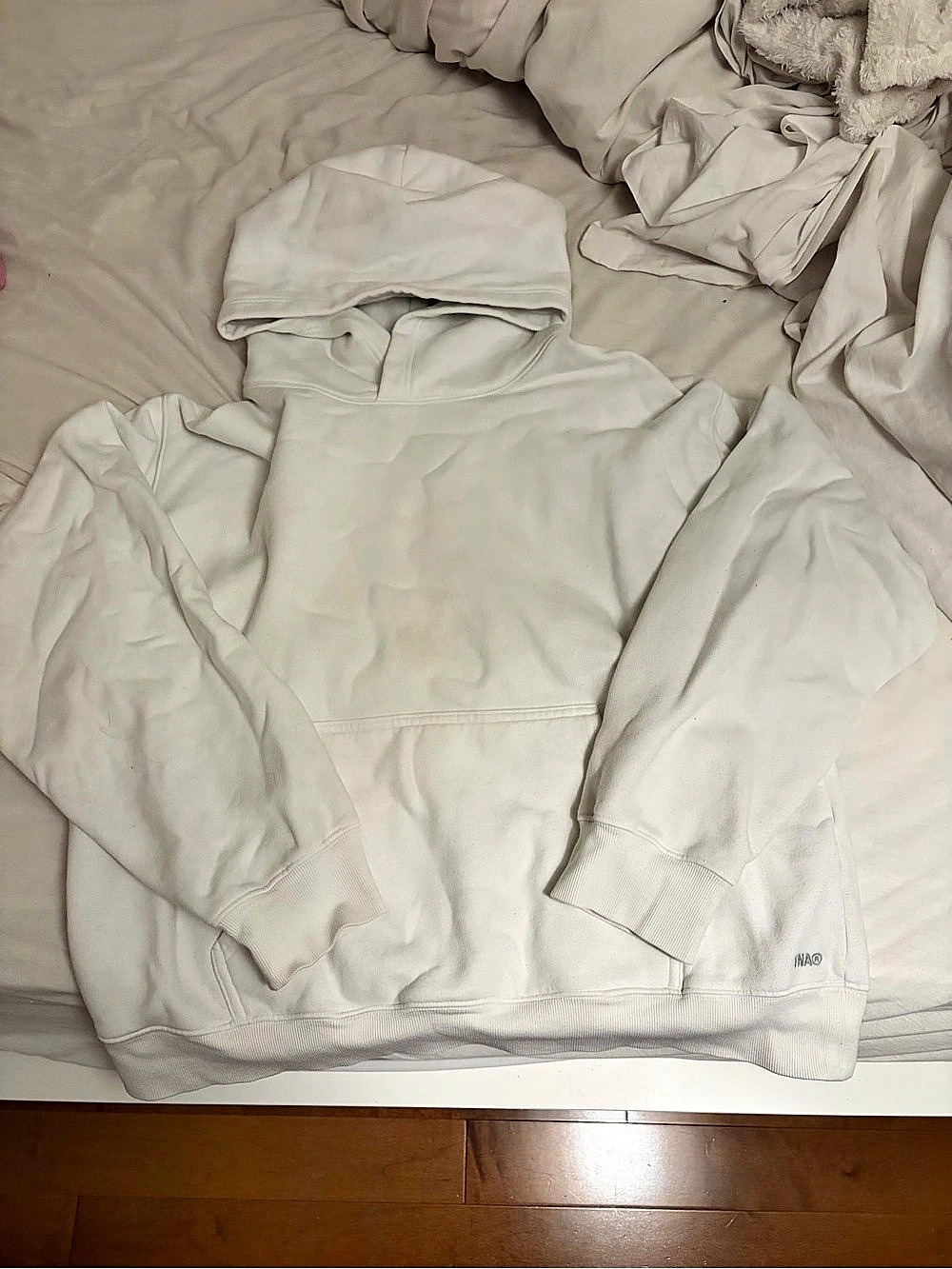 Aritzia TNA Cozy Fleece Perfect Hoodie White XL